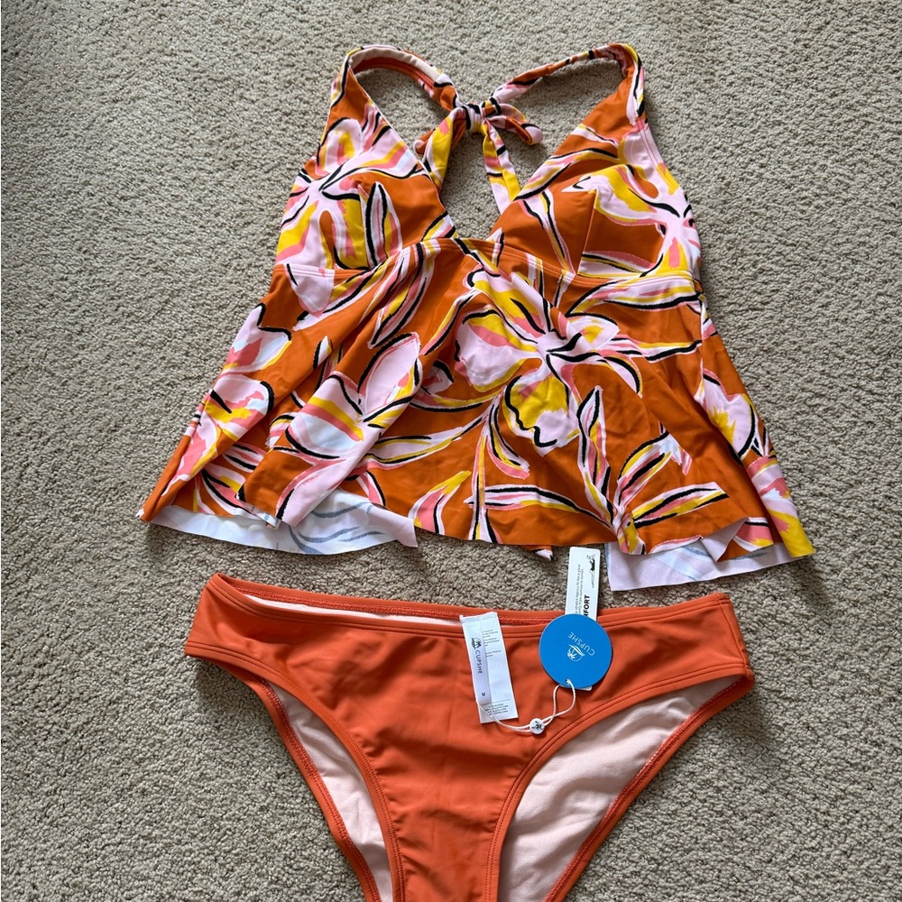 Cupshe Orange and Pink Tankini Set